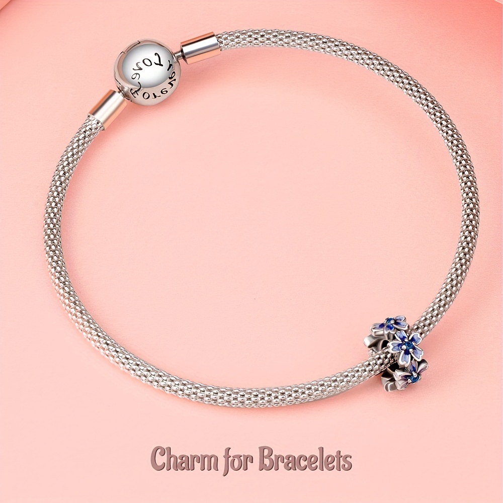 925 Sterling Silver Pansy Flower Spacer Charm Pendant
